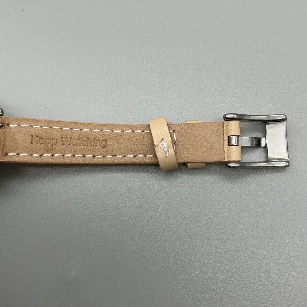Vintage Fossil DRT DT-4041 Womens Watch 29mm Blue Dial Beige Leather New Battery